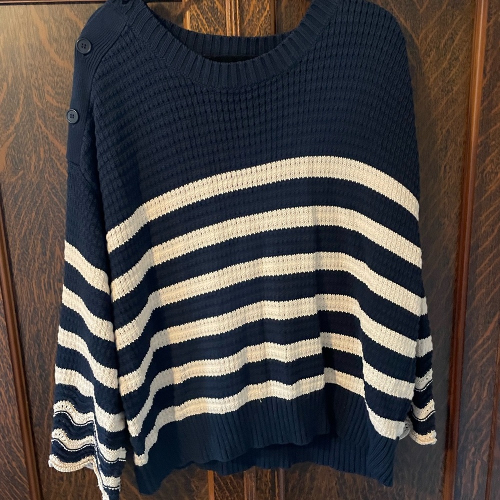 Navy and White Striped Sweater